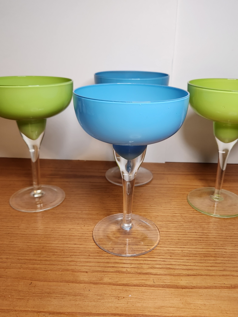 Crate&Barrel Blue and Lime Margarita Glasses